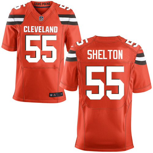 Men's Elite Danny Shelton Nike Jersey Orange Alternate - #55 NFL Cleveland Browns